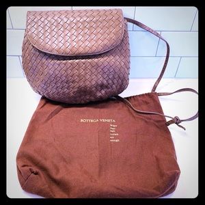 Bottega Veneta Woven Leather Crossbody in Taupe
